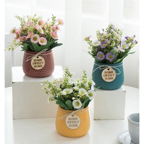 Nordic style simulation daisy potted plant artificial flower decoration creative living room green plants