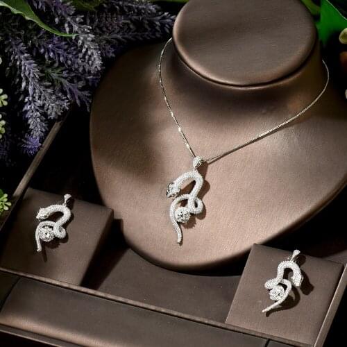 HIBRIDE Micro Pave Cubic Zircon 2pcs Jewelry Set for Women Bridal Wedding Necklace and Earring Sets bisuteria mujer N-1884