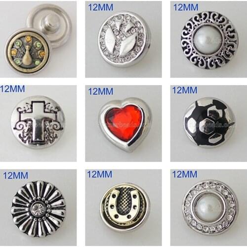 Cross Love Luky 12mm Rhinestone Charms Metal snap button DIY jewelry KS2001