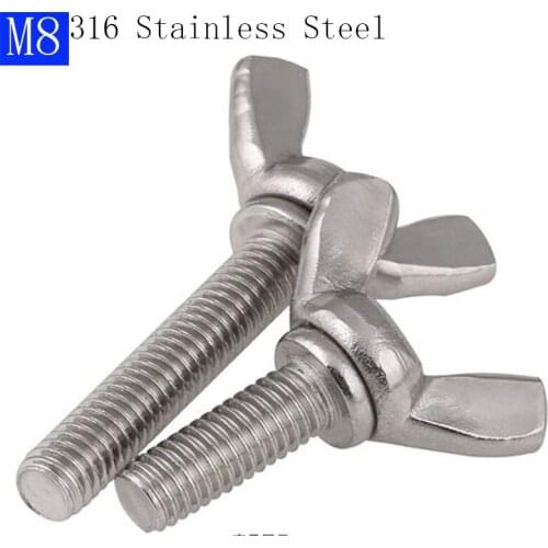 M8 - 1.25 316 Stainless Steel Wing Bolts Wingbolt Nut Butterfly Screws A4-70 DIN316