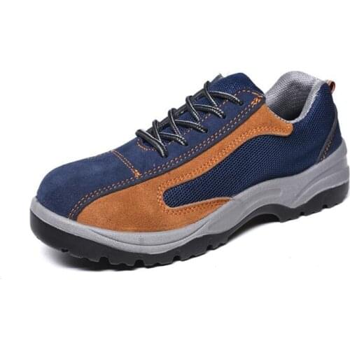 Mesh + Genuine Leather Mens Work Boots Safety Shoes with Steel Toe Cap Women Man Work Shoes Breathable Oxford Boots for Men