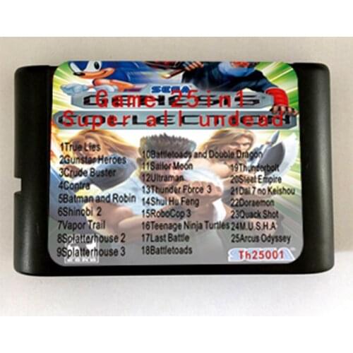New 25 In 1 MD 16 bit Game Card For Sega Mega Drive For Genesis