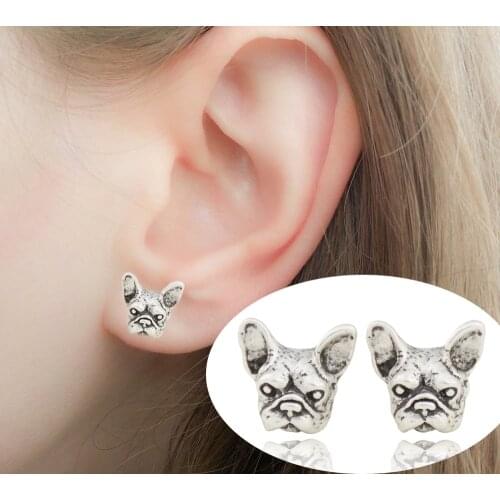 New Summer Style Hippie 3 Colors French Bulldog Stud Earring Boho Pug Dog Statement Earrings For Women Bijoux Girls Gift