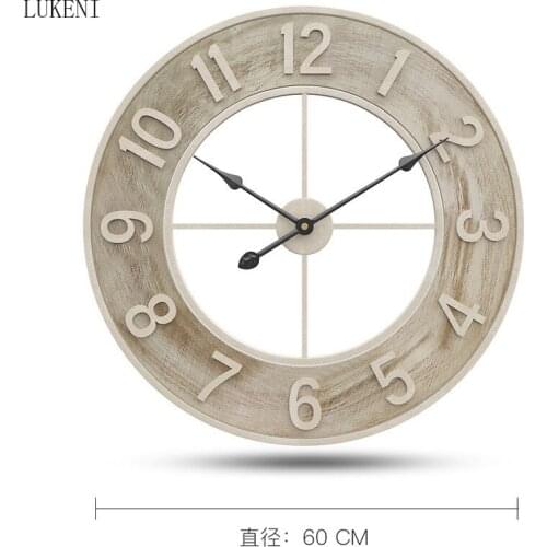 New Creative Wrought Iron Wall Clock Wooden Nordic Style Living Room Study Clock Silent Clock