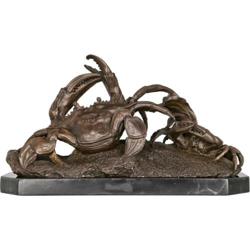 Couple Crabs Bronze Figurine Statue Wild Animal Sculpture Perfect Modern Art for Living Room Home Office Decor Gifts