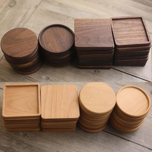 Tea Coffee Cup Pad Placemats Decor Walnut Wood Coasters Durable Heat Resistant Square Round Drink Mat 1 Pcs Bowl Teapot Cup Pad