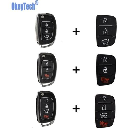 OkeyTech Flip Folding Car Key Shell For Mistra Hyundai HB20 SANTA FE IX35 IX45 Accent I40 Solaris 3 4 Buttons with Button Pad
