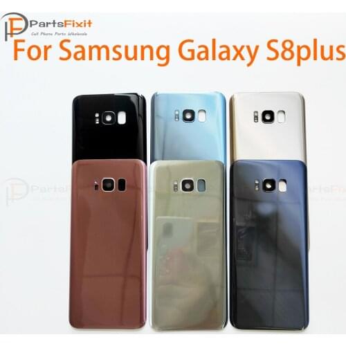 S8+ Rear Case Battery Glass with Camera Lens for Samsung Galaxy S8 plus Rear Housing Back Door Cover + Adhesive + Camera Lens