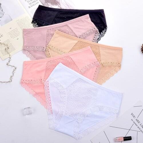 Sexy Underwear Womens High Waist Panties Cotton Big Size Female Briefs Lace Embroidery Breathable Lingeries