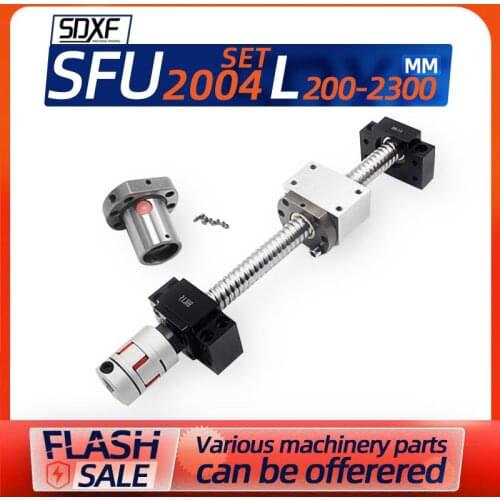 A set of SFU2004, ball screw nut with round hole, SFU2004 + BKBF15 / EKEF15 / FKFF15 + DSG20H, + coupling 12