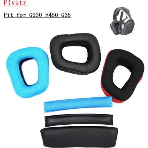 Fivstr 3 Ccolors Replacement Ear Pads Headband Cushion Pad Pillow for Logitech G35 G930 G430 F450 G230 Headset Headphones