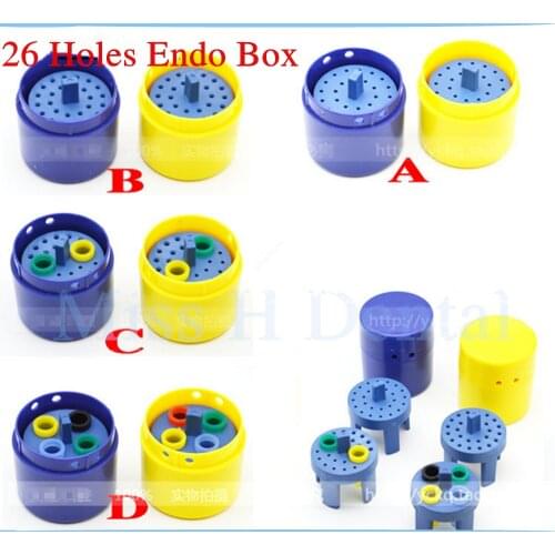 2PCS/SET 26 holes dental sterilization box 2 set for diamond bur drill endo file gutta percha points endodontic box endo holder