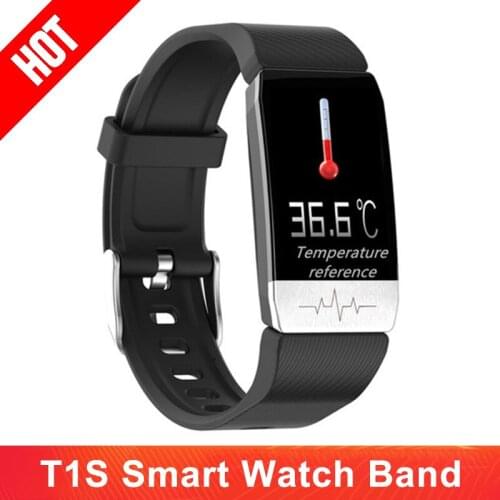 New 2021 T1S Smart Watch Band With Temperature Measure ECG Heart Rate Blood Pressure Monitor Weather Forecast Drinking Remind