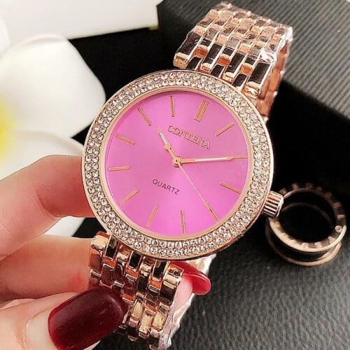 Montre Femme 2020 CONTENA Rose Gold Watch Women Watches Luxury Brand Womens Watches Ladies Stainless Steel Quartz-watch Clock