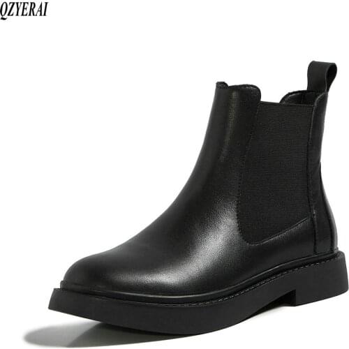 2020 autumn and winter Genuine leather Female boots Riding boots Womens boots warm black cowhide Womens shoes Size 34-41