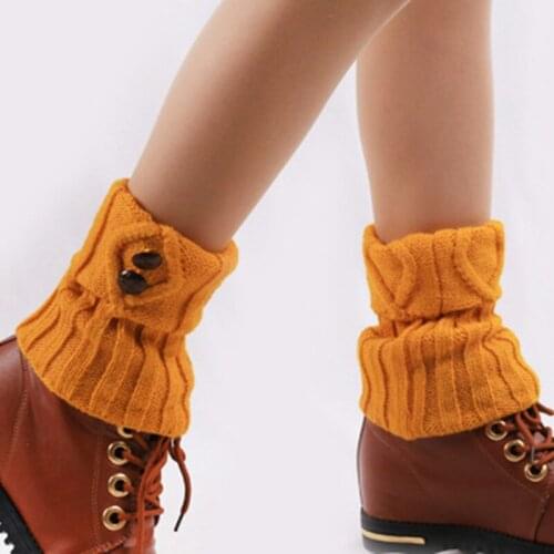 Women Winter Short Leg Warmers Fashion Button Knitted Boot Socks Toppers Cuffs Foot Warmers Fashion Female Boots Accessories