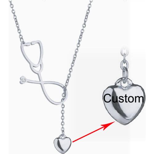 Women Stethoscope Heart Necklace Doctors Medical Student Nurse Gift Illness Patient Thanksgiving Presents Titanium Steel