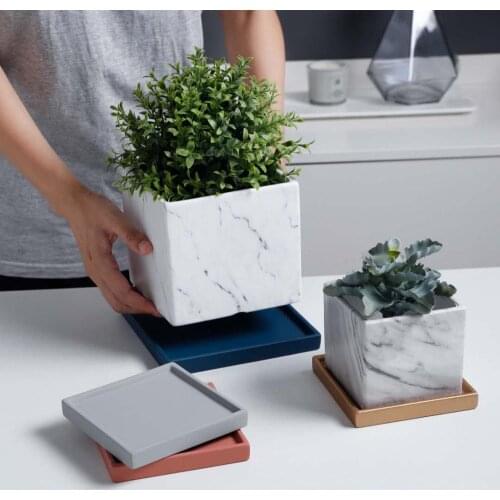 1pc Square Ceramic Pot Tray Bottom Tray Succulents Indoor Green Plants Ceramic Flowerpot Bottom Support