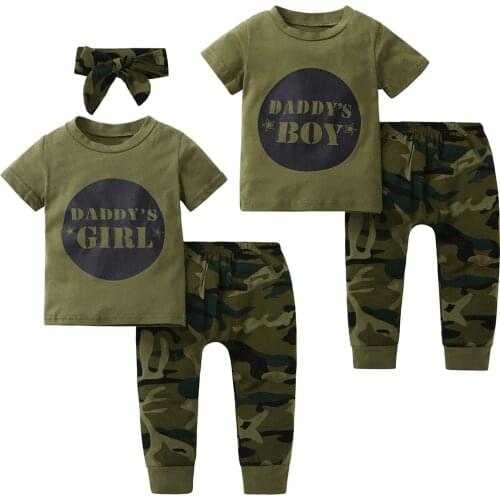 2020 Summer Newborn Baby boy clothes Camouflage short sleeve Tops Long Pants 2Pcs Outfits baby girl clothes baby clothing sets