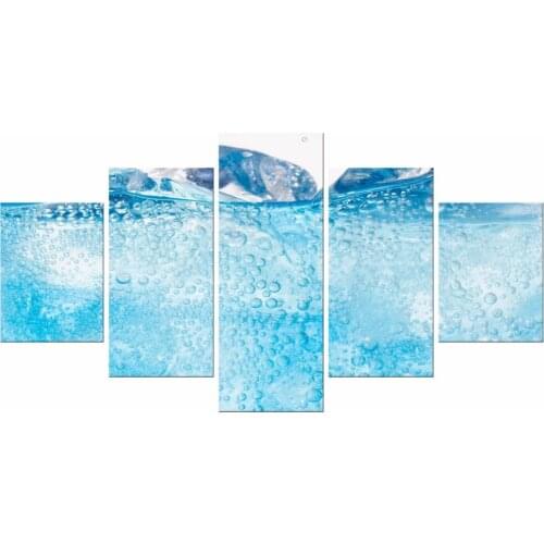 5 Pieces Free Shipping Wall Art water under water waves bubbles sea blue Home Decoration Canvas Poster Print Framed