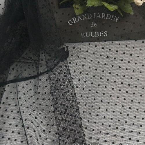 5Yards Black Mesh Gauze Dots Polka Flocked Lace Fabric Puffy Gown Skirt Wedding Princess Dress Costume Mesh Lace Fabric Tulle