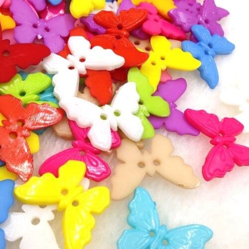 50pcs Wholesale Mixed Color butterfly Shape 2 Hole PLASTIC Button Fit Sewing Scrapbooking Apparel Sewing PT108