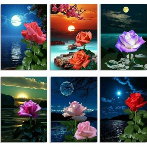 Muxun Diy 5d Diamond Painting Landscape Diamond Embroidery Lotus Art Cross Stitch Kit Diamond Mosaic Decoration Home Gift Manual