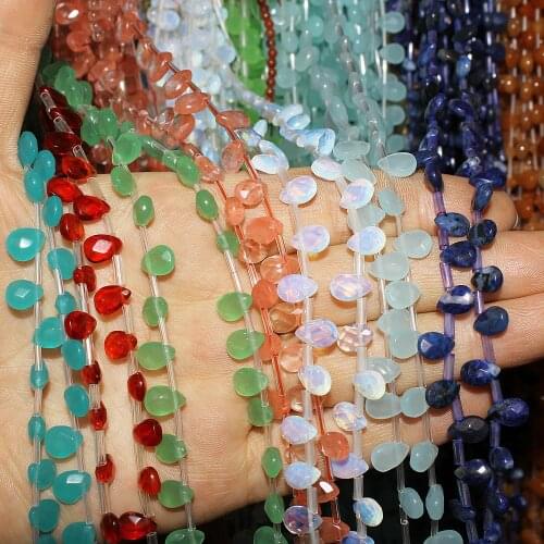 Natural Stone Loose Beads Crystal Aventurine Lapis Lazuli 7*9mm Drop-shape Beaded for Jewelry Making DIY Bracelet Necklace Parts