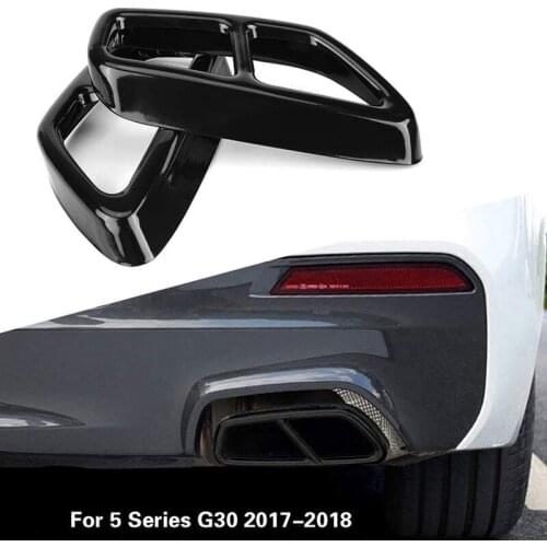 Car Stainless Steel Black Exhaust Tailpipe Cover Trim for -BMW 5 Series G30 528Li 530Li 2017-2018