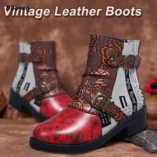 Spring Autumn Ankle Boots Booties Female Luxury Brand Design Low Heels Boots Female Women Shoes Ankle Print Leather Boots 2021