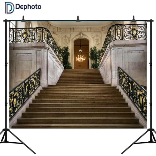 DePhoto photography backdrops Luxurious elegant power supply chandelier photo background stairs wedding studio photocall