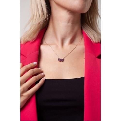 Womens 925 Sterling Silver Mask Model Ruby Stone Silver Necklace Chain Length: 45 Cm Ruby Stone includes Gift Box