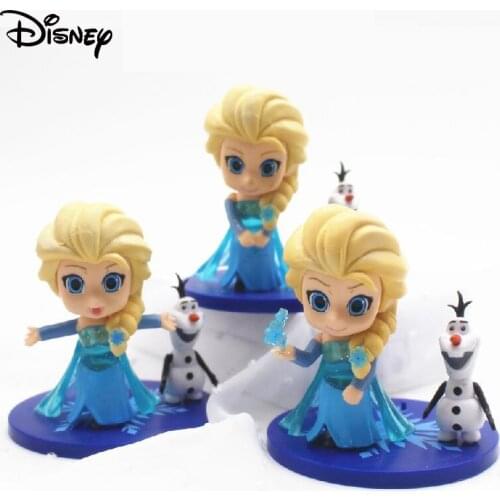 3pcs/set Disney Frozen 2 Elsa Princess Anime Action Figures Model Toy Creative Ornaments Collection Doll Gift Toys For Children