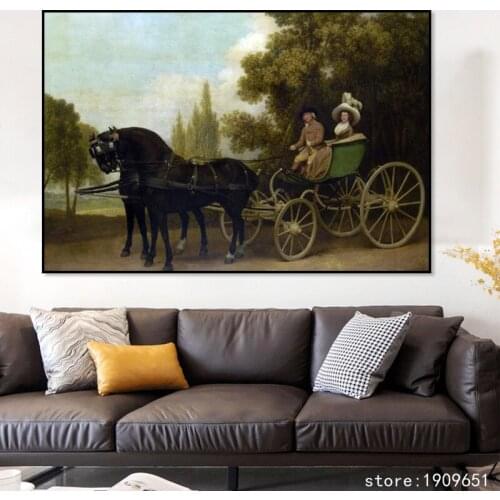 Cotton no frame classical court figure carriage landscape canvas printings oil painting printed on cotton art decoration picture