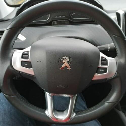 ABS Chrome Car Decoration Steering Wheel Panel Trim Cover Sequin Sticker for Peugeot 2008 208 2014-2019 Accessories