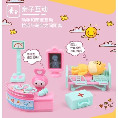 Childrens Simulation Forest Animal Family 1:12 Scale Dollhouse Furniture Miniature Hospital Classroom Rabbit Bear Toys For Girl