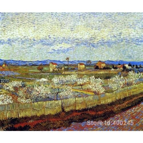 Hand painting art Peach Trees in Blossom of Vincent Van Gogh reproduction oil Canvas Handmade High quality
