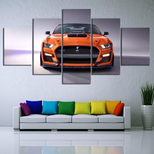 5 Piece Canvas Paintings Ford Mustang Car Poster Wall Sticker HD Luxury Sports Car Picture Wall Paintings for Home Decor frame