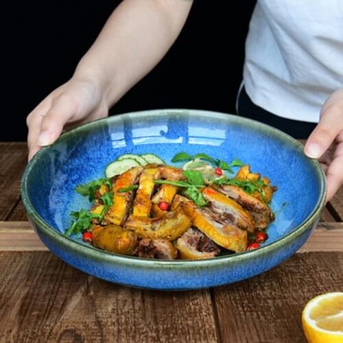 Creative retro kiln glazed ceramic tableware dessert plate snack plate fruit plate dish deep dish underglaze color petals