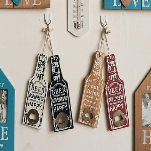 Creative home accessories retro wooden beer bottle opener restaurant Beer Opener Pendant
