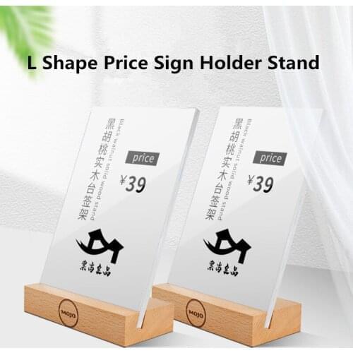 L Shape Slant Back Clear Acrylic Sign Holder Picture Photo Frames Flyer Document Paper Display Stand For Office Desktop
