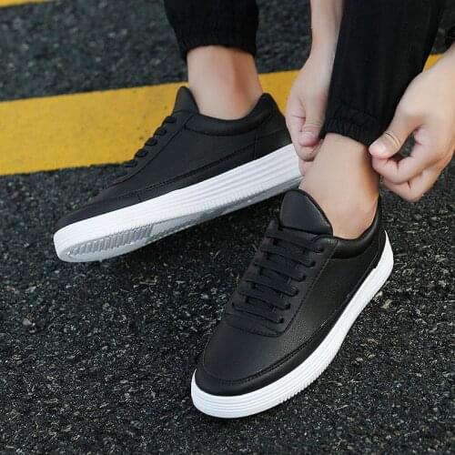 PU Leather Sneakers Mens Leather Basket Running Man Sport Shoes Mens Shoes Sports Shoes Tennis Mens Gym Black Trainers A-364