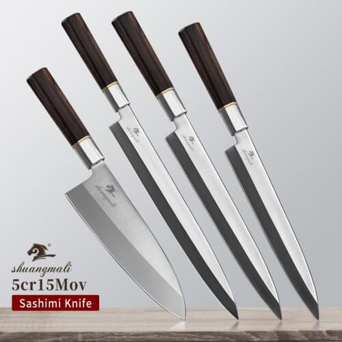 Japanese Sashimi Deba Knives Set 5CR15 Carbon Steel Filleting Knives Sharp Cutting Fish Head Deba Slicing Salmon Sushi Knife Set