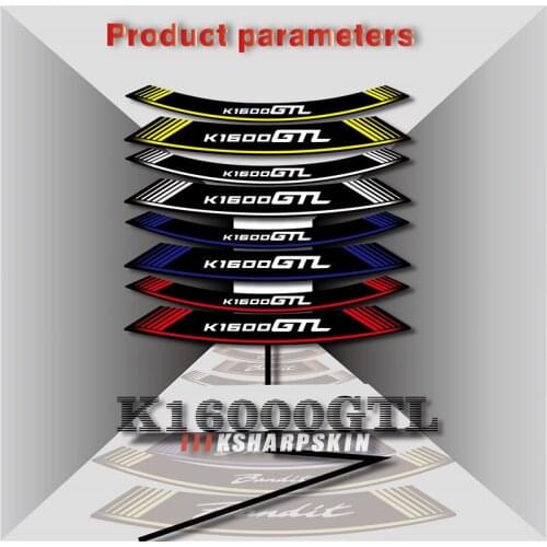 Motorcycle Front & Rear Tire LOGO Sticker Wheel Reflective Stripe Decals Stickers Set For BMW K1600GTL K1600 GTL k1600gtl