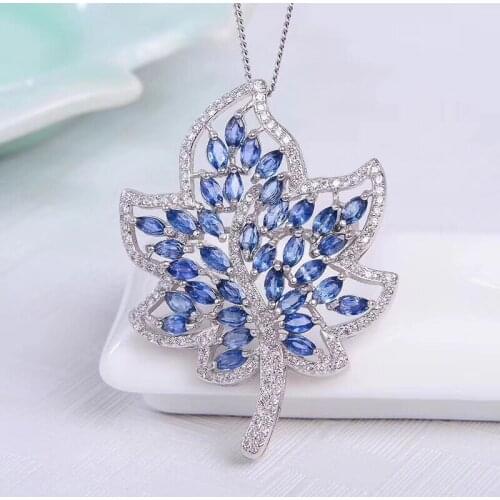 Natural And Real Sapphire brooch Free shipping Sapphire 925 sterling silver brooch