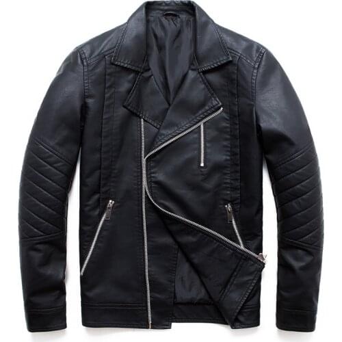New Boutique Punk Leather Jacket Men Multi Zipper Motorcycle Leather Jackets Coats Slim Fit Men PU Clothing M-5XL