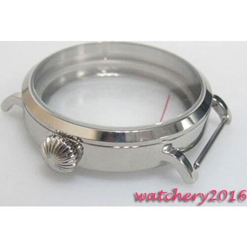 Newest Fashion 46mm Parnis Round Watch Case fit 6497 6498 Mechancial hand winding Polished Stainless steel Watch Case
