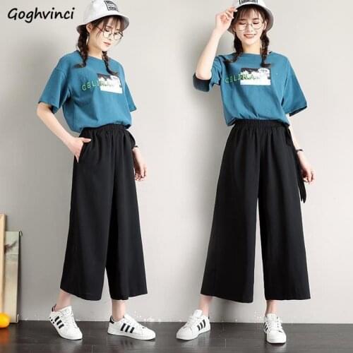 Casual Pants Women Ankle-length Wide-leg Oversize 3XL Bow Lace-up Sweet Black Womens Slim Loose Korean Style Students Trendy New