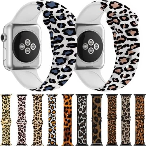 Leopard Silicone Strap for Apple Watch Band 44mm 40mm 38mm 42mm Loop Nylon Elastic Bracelet for IWatch Series 6 SE 5 4 3 Belt
