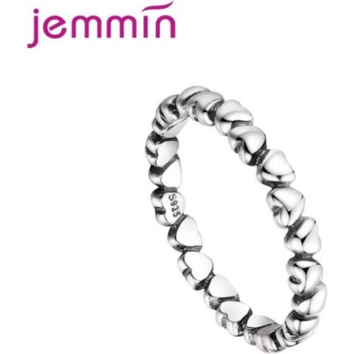 High Quality 925 Sterling Silver Stackable Rings Heart Finger Rings For Women Wedding Anniversary Jewelry Anel Size 6 7 8 9 10